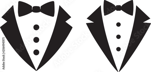 Photos Black and white tuxedo bow tie icons facing opposite directions Vector