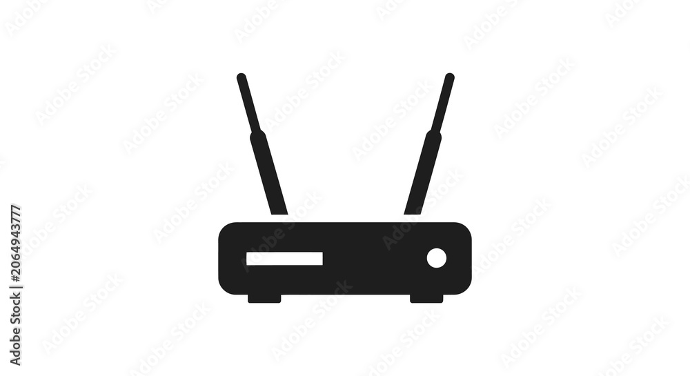 Fototapeta premium Wireless router silhouette on a white background