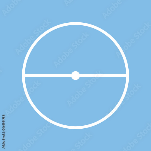 Cuadro en lienzo A white circle with a diameter line on a blue background