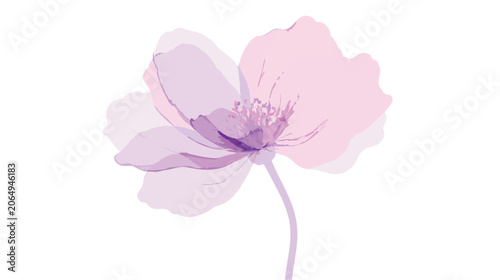 Foto Delicate watercolor illustration of a blooming pink and purple flower with trans