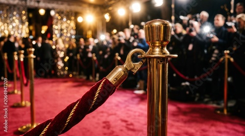 Red Carpet Event with Velvet Ropes and Gold Stanchions