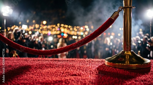 Red Carpet Event with Velvet Rope and Crowd