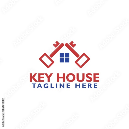 Key house logo icon isolated on white background