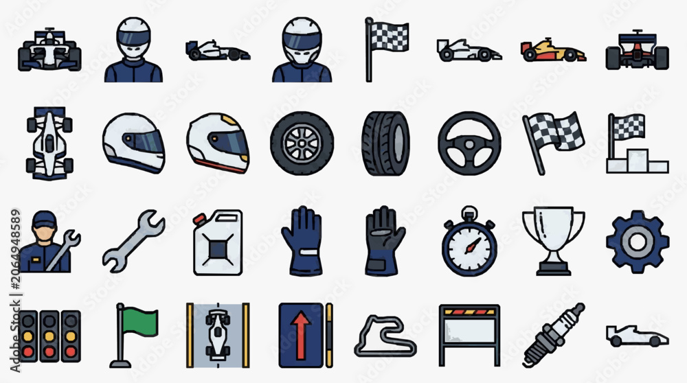 Naklejka premium Corporate Racing and Automotive Innovation Symbols Collection for Branding and Team Merchandise