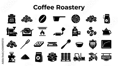 Photos Coffee Roastery Icons and Symbols for Food Industry and Beverage Production Conc