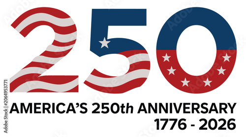 Anniversary icon logo 250 years patriotic american style
