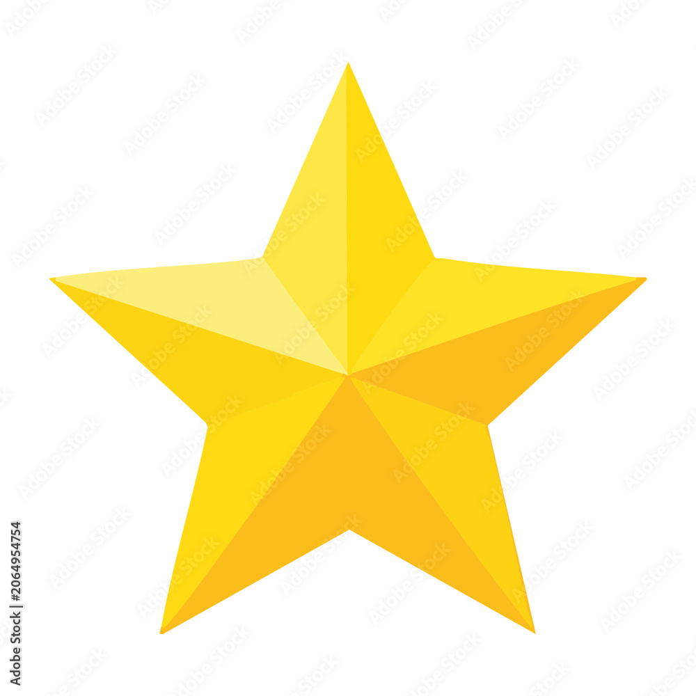 Obraz premium Yellow five-pointed star icon on transparent background