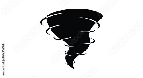 Konstfotografi Black tornado silhouette against a white background silhouette