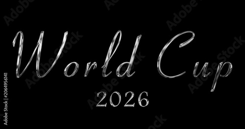 World Cup 2026 gold animated metallic text animation on black bg 4K. Broadcasting video title opener and intro typography. Luxury prestigious championship celebrating text. Soccer world symbolic bg.
