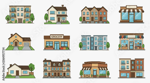 Tableau sur toile Modern Residential Building Illustrations.