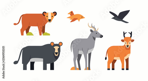 A colorful illustration of six animals (1)