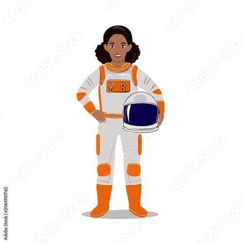 Astronaut Woman Holding Helmet
