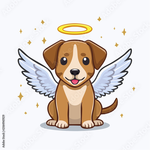 Cute Angel Dog with Wings and Halo