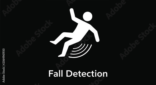 Minimalist logo icon illustrating fall detection technology for safety monitoring.