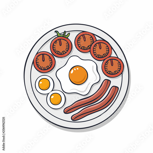 Doodle Style Full English Breakfast Illustration