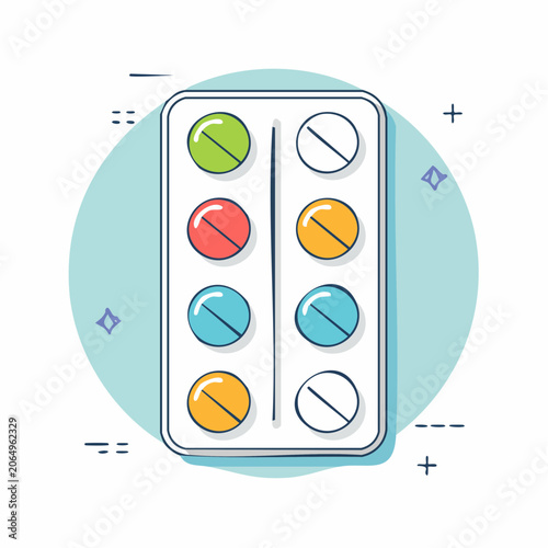 Pill Blister Pack with Colorful Tablets