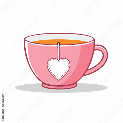 Pink Tea Cup with Heart Tea Bag