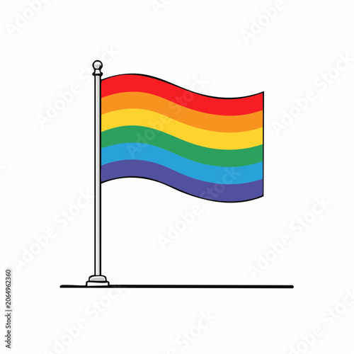 Rainbow Flag Waving on a Pole