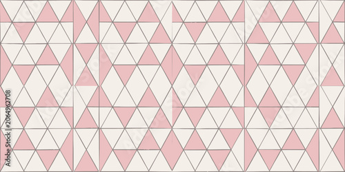 Pink White Geometric Triangle Pattern