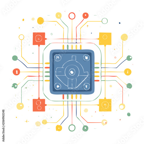 Flat Design Circuit Board Illustration