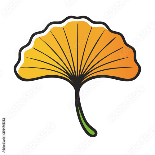 Flat Design Ginkgo Leaf Illustration