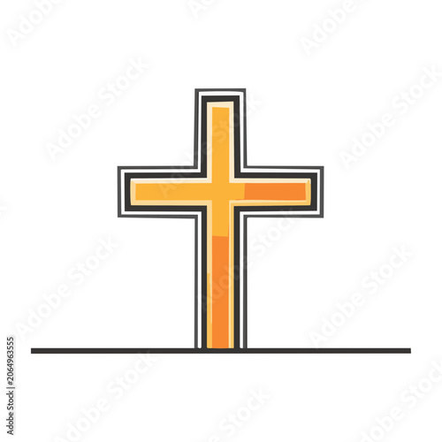 Orange and yellow cross icon on white background