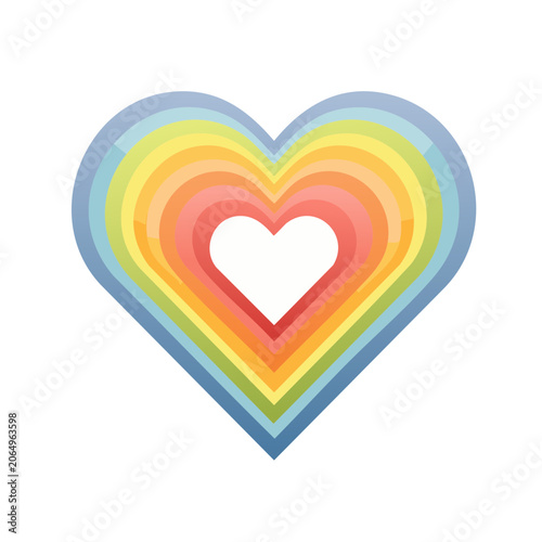 Rainbow Heart Illustration with Gradient Layers