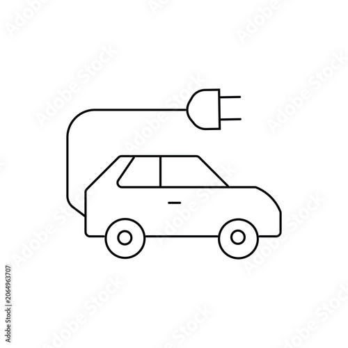 Electric car vehicle single icon with editable stroke, highly useful for automotive software, sustainable transport services, and eco-driving applications.
