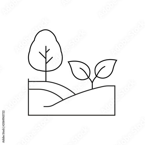 Nature landscape single icon with editable stroke, perfect for environmental conservation projects, park maps, and outdoor ecology applications.
