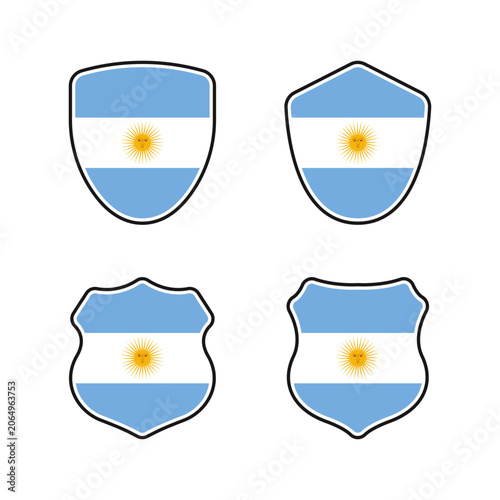 Argentina Flag Shield Badge Collection Vector Set