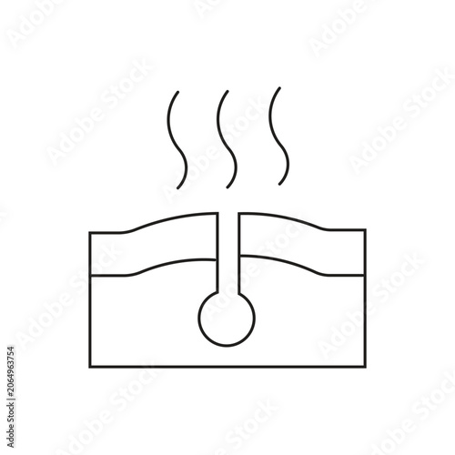 Geothermal energy ground heat single icon with editable stroke, perfect for renewable power infographics, alternative energy websites, and geological science platforms.