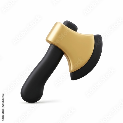 3D icon of a black and gold battle axe