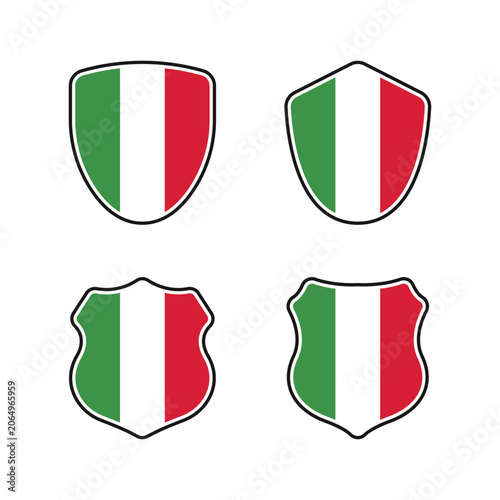 Italy Flag Shield Badge Collection Vector Set