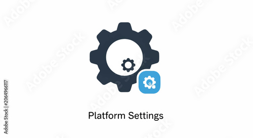 Illustration of Platform Settings with Gear Icons and User Badge.