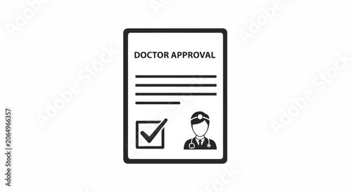 Illustration of a Doctor Approval Document with Checklist and Medical Approval.