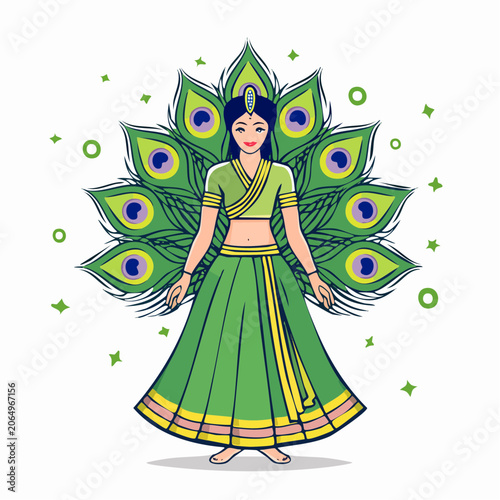 Indian Woman in Peacock Costume
