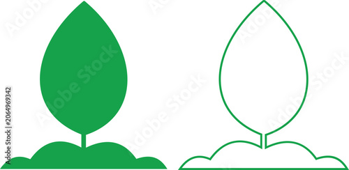 Фотография Green leaf icon set featuring botanical foliage symbols in solid and outline sty