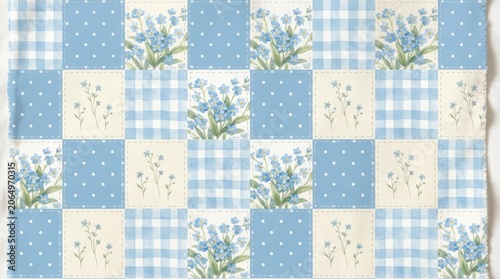 Seamless Forget Me Not Patchwork Quilt Pattern