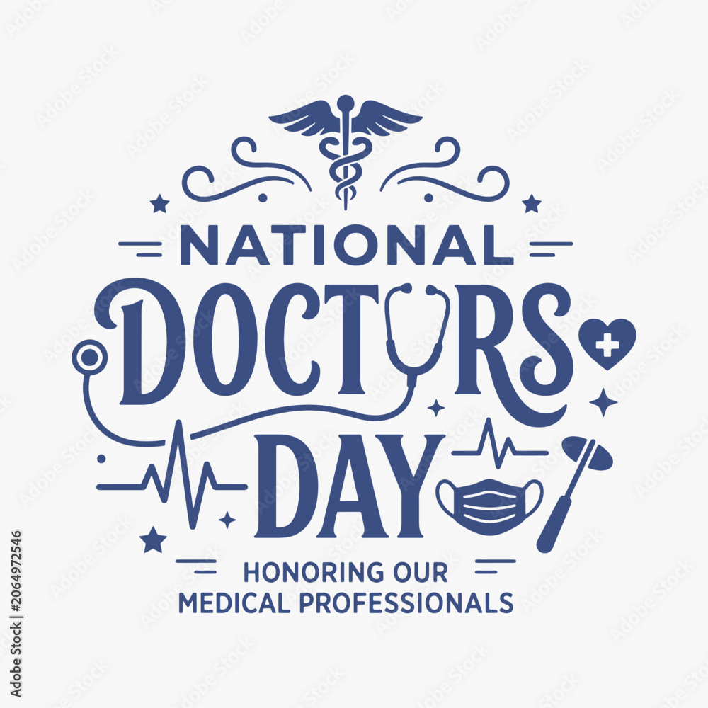 Obraz premium The flat design for National Doctors day celebration. Design honors healthcare workers
