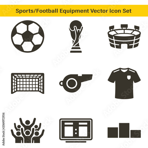 Modern sports equipment design and vector training cone water bottle game icons