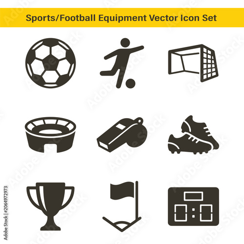 Modern sports equipment design and vector training cone water bottle game icons