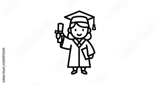 Photos Female student graduate holding diploma in academic regalia