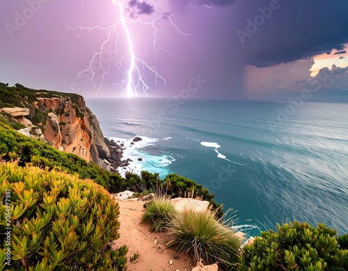 A dramatic seascape with a lightning storm (41)