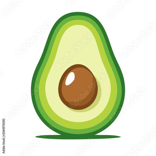 Flat design avocado half with seed