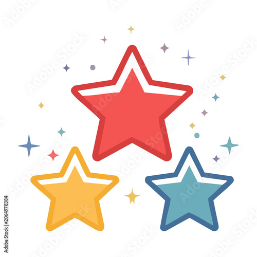 Flat Design Colorful Stars with Sparkles