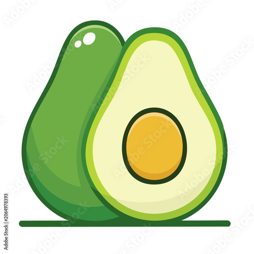 Flat design avocado icon with seed