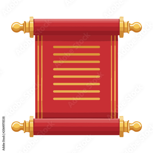 Red Ancient Scroll with Golden Handles