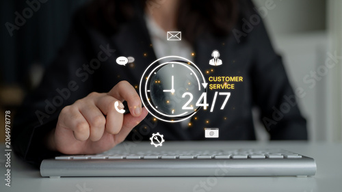 Canvas Print Concept of 24-hour customer service