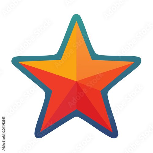Colorful five-pointed star icon on transparent background