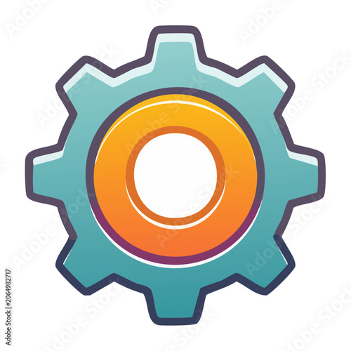 Flat design gear icon with teal and orange colors